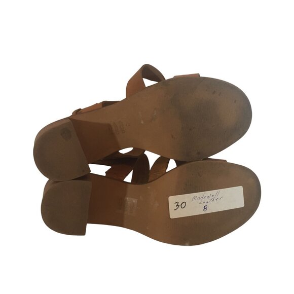 Madewell Womens Tan Leather Heel Sandals Size 8 Strappy - Picture 14 of 15